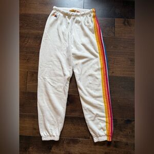 Aviator Nation- 5 Stripe Sweatpants- Vintage White- Size M